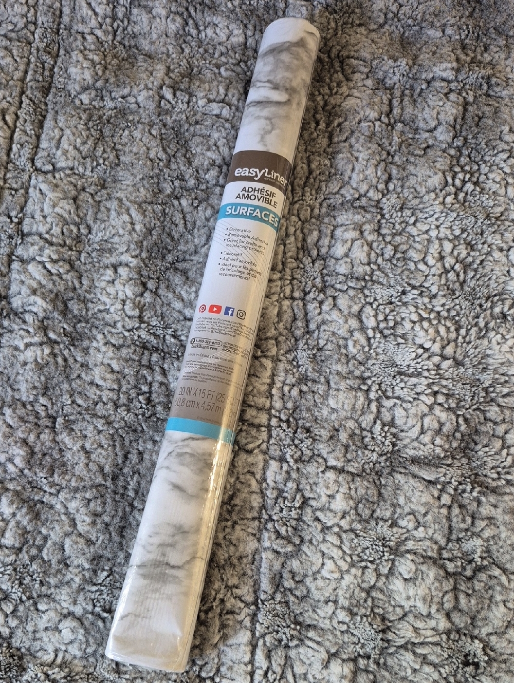 easyLiner  🖤 Removable Adhesive Surface Liner - White Marble